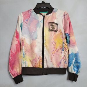 Disney Parks Cinderella Castle Watercolor Full Zip Women's Bomber Jacket XS